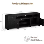 Farmhouse TV Stand for Tv Up to 80 Inches, Long Entertainment Center with 4 Storage Drawers & 3 Open Shelf for Living Room, Bedroom - Black