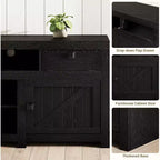 Farmhouse TV Stand for Tv Up to 80 Inches, Long Entertainment Center with 4 Storage Drawers & 3 Open Shelf for Living Room, Bedroom - Black