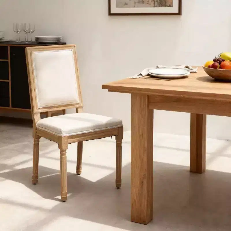 Homy Casa Set of 2 Upholstered Square Back Dining Chairs with Solid Wood Frame
