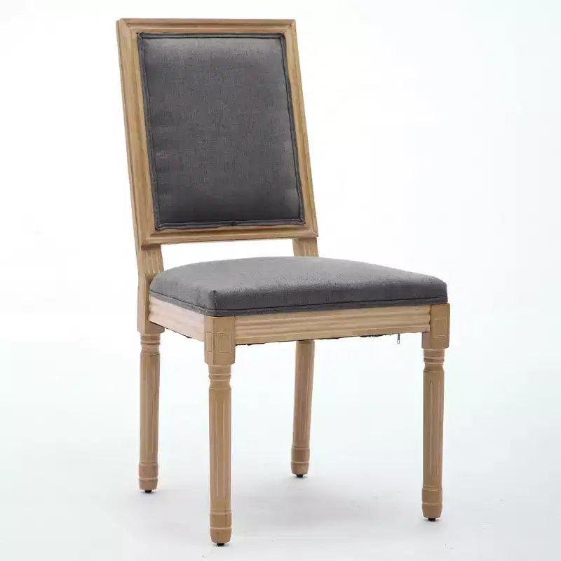 Homy Casa Set of 2 Upholstered Square Back Dining Chairs with Solid Wood Frame