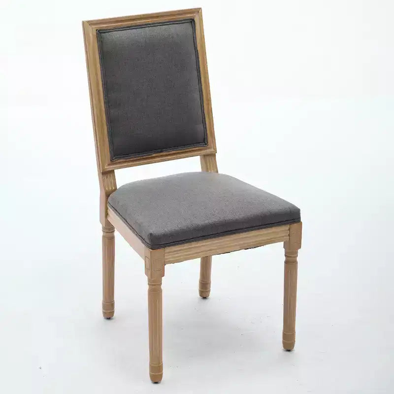 Homy Casa Set of 2 Upholstered Square Back Dining Chairs with Solid Wood Frame