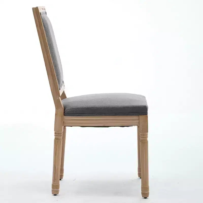Homy Casa Set of 2 Upholstered Square Back Dining Chairs with Solid Wood Frame