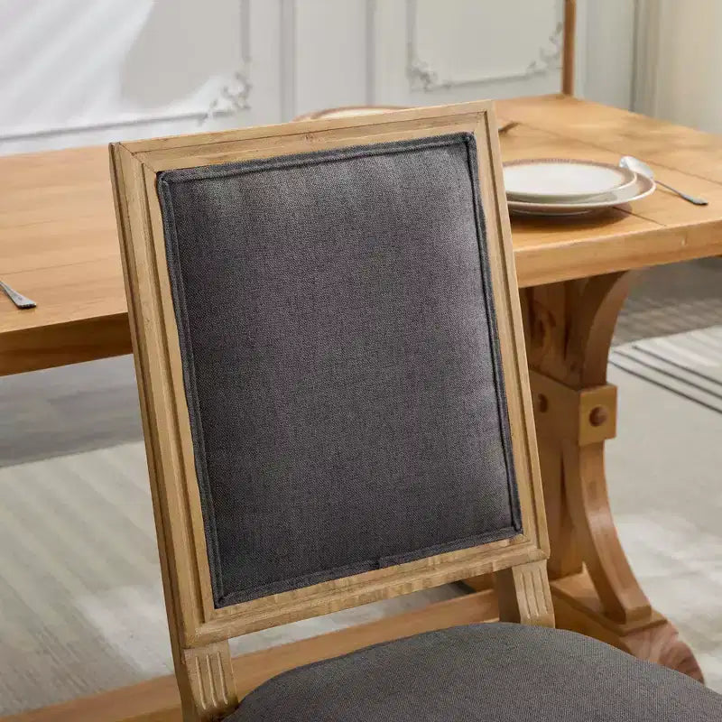 Homy Casa Set of 2 Upholstered Square Back Dining Chairs with Solid Wood Frame