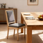 Homy Casa Set of 2 Upholstered Square Back Dining Chairs with Solid Wood Frame