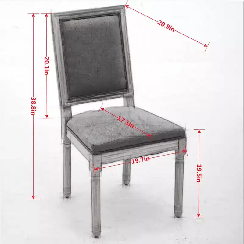 Homy Casa Set of 2 Upholstered Square Back Dining Chairs with Solid Wood Frame