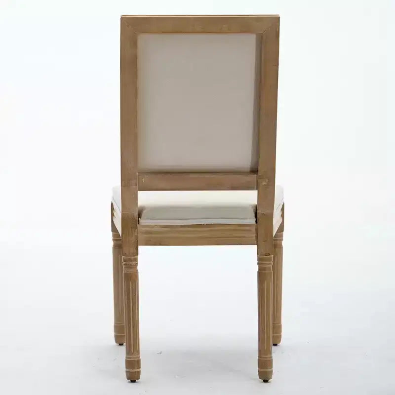Homy Casa Set of 2 Upholstered Square Back Dining Chairs with Solid Wood Frame