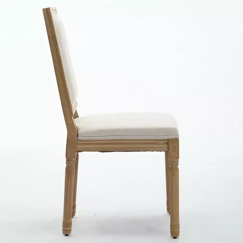 Homy Casa Set of 2 Upholstered Square Back Dining Chairs with Solid Wood Frame