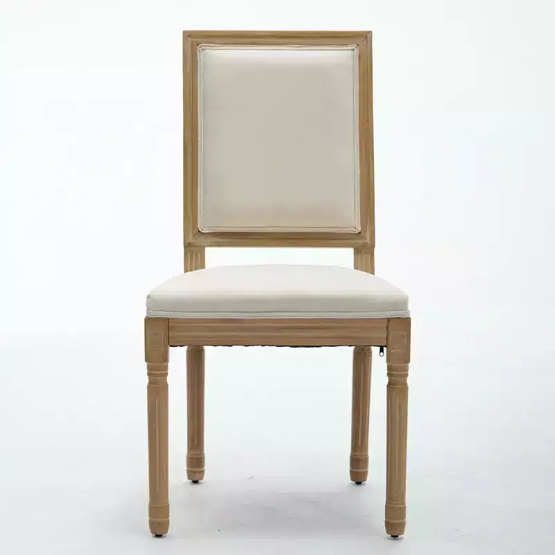 Homy Casa Set of 2 Upholstered Square Back Dining Chairs with Solid Wood Frame