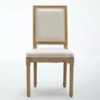 Homy Casa Set of 2 Upholstered Square Back Dining Chairs with Solid Wood Frame