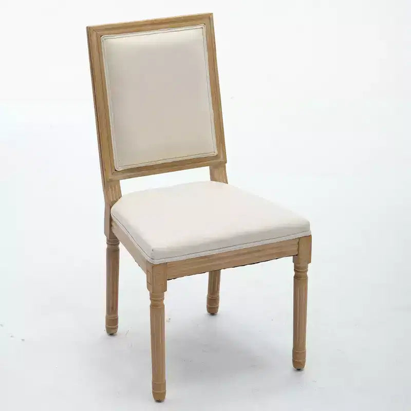 Homy Casa Set of 2 Upholstered Square Back Dining Chairs with Solid Wood Frame