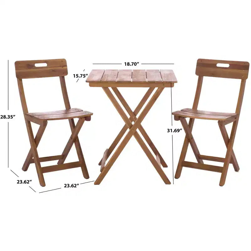 Austin Bistro Set - Indoor/Outdoor - PAT6814 - Teak - Safavieh