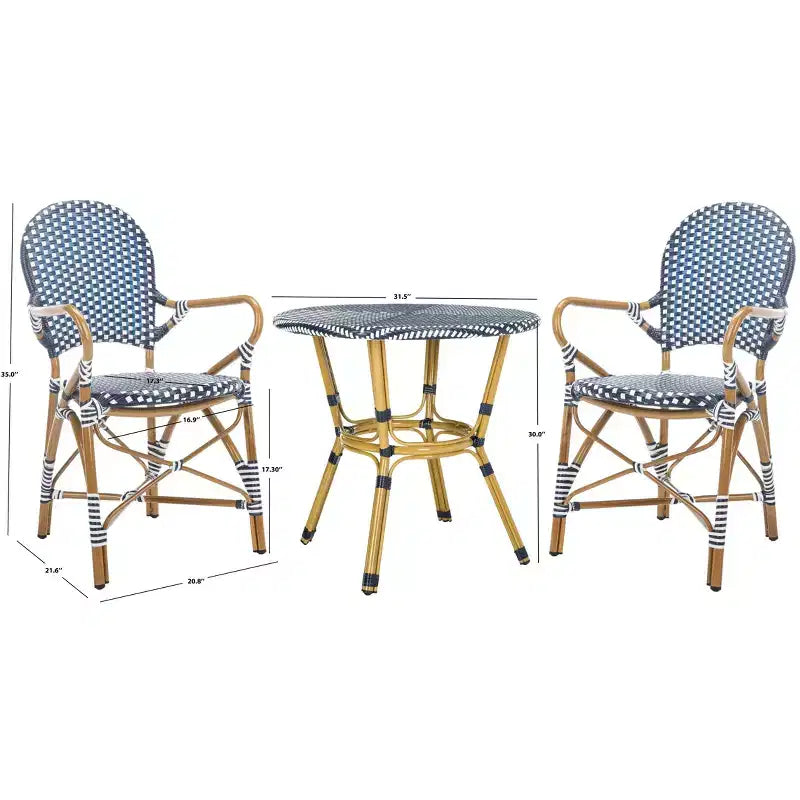 Hooper 3 Piece Bistro Set - Indoor/Outdoor - PAT9501 - Safavieh