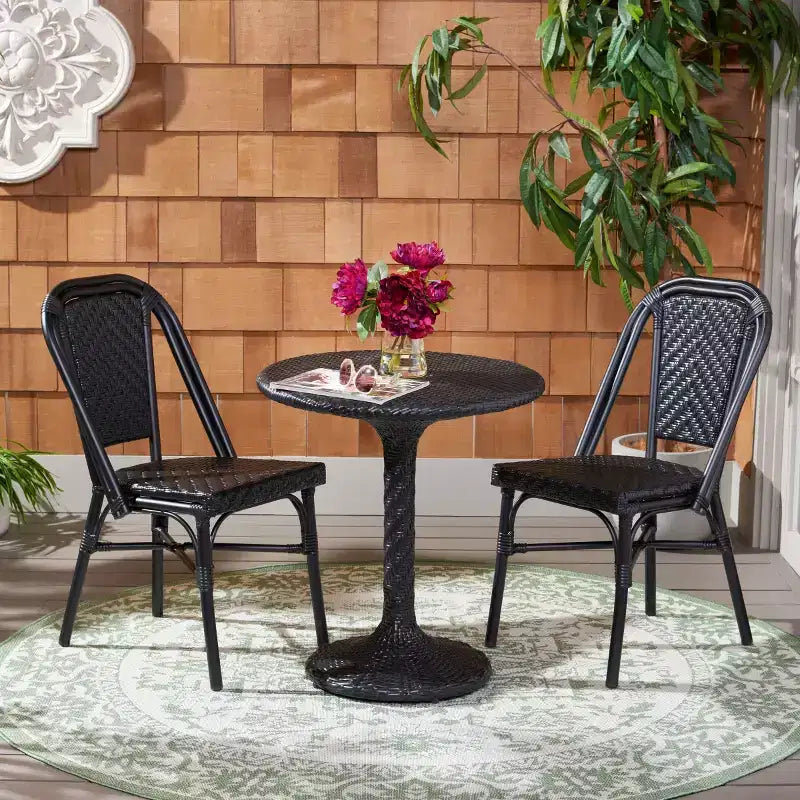 Daria 3 Piece Bistro Set - Indoor/Outdoor - PAT9504 - Black - Safavieh