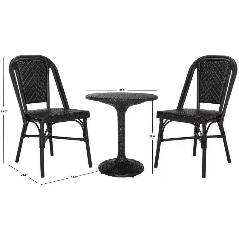 Daria 3 Piece Bistro Set - Indoor/Outdoor - PAT9504 - Black - Safavieh