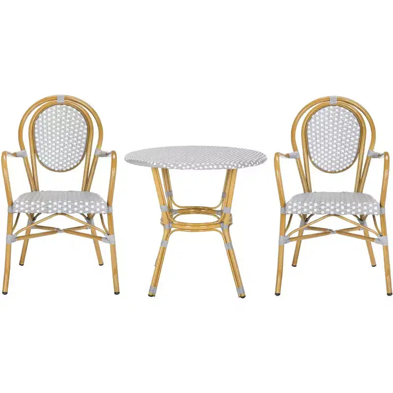 Rosen 3 Piece Bistro Set - Indoor/Outdoor - PAT9502 - Grey/White - Safavieh