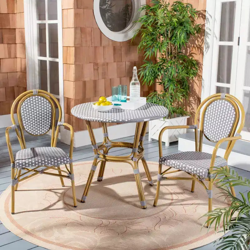 Rosen 3 Piece Bistro Set - Indoor/Outdoor - PAT9502 - Grey/White - Safavieh