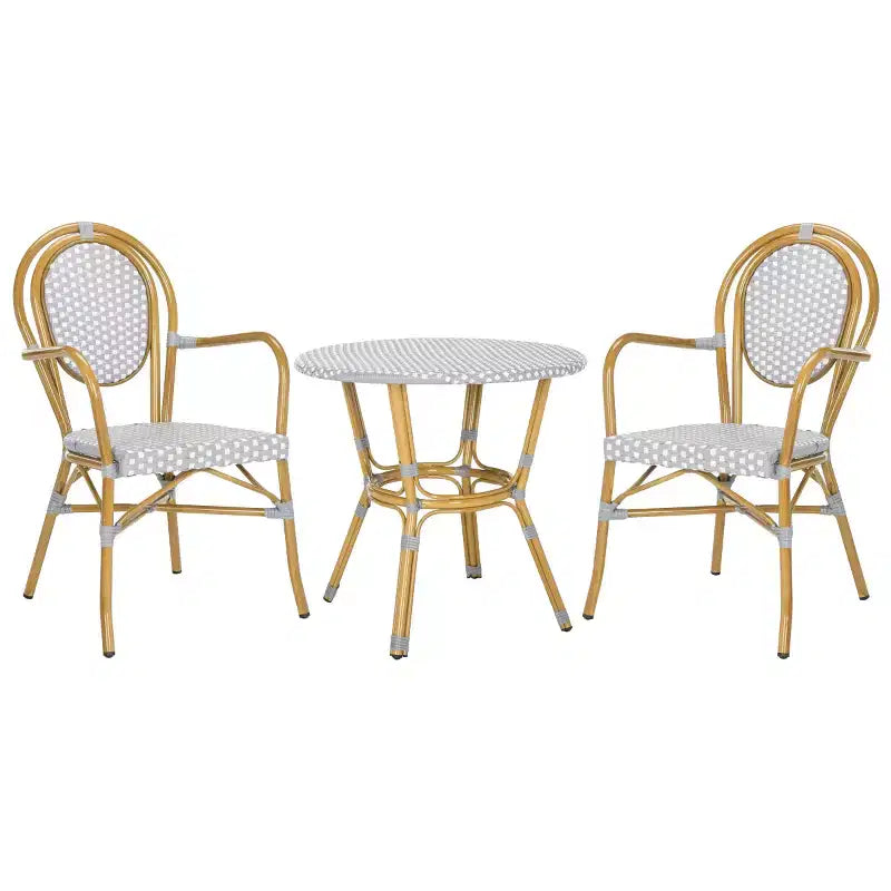 Rosen 3 Piece Bistro Set - Indoor/Outdoor - PAT9502 - Grey/White - Safavieh