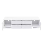 JVNOXK 70.8-inch Modern TV Stand, Suitable for TVs 75 inches and under, Featuring Storage Cabinet with 4 Drawers and Metal Center Leg, White