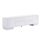 JVNOXK 70.8-inch Modern TV Stand, Suitable for TVs 75 inches and under, Featuring Storage Cabinet with 4 Drawers and Metal Center Leg, White