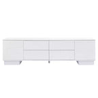 JVNOXK 70.8-inch Modern TV Stand, Suitable for TVs 75 inches and under, Featuring Storage Cabinet with 4 Drawers and Metal Center Leg, White