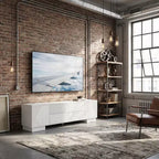 JVNOXK 70.8-inch Modern TV Stand, Suitable for TVs 75 inches and under, Featuring Storage Cabinet with 4 Drawers and Metal Center Leg, White