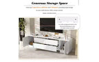 JVNOXK 70.8-inch Modern TV Stand, Suitable for TVs 75 inches and under, Featuring Storage Cabinet with 4 Drawers and Metal Center Leg, White
