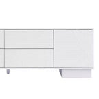 JVNOXK 70.8-inch Modern TV Stand, Suitable for TVs 75 inches and under, Featuring Storage Cabinet with 4 Drawers and Metal Center Leg, White