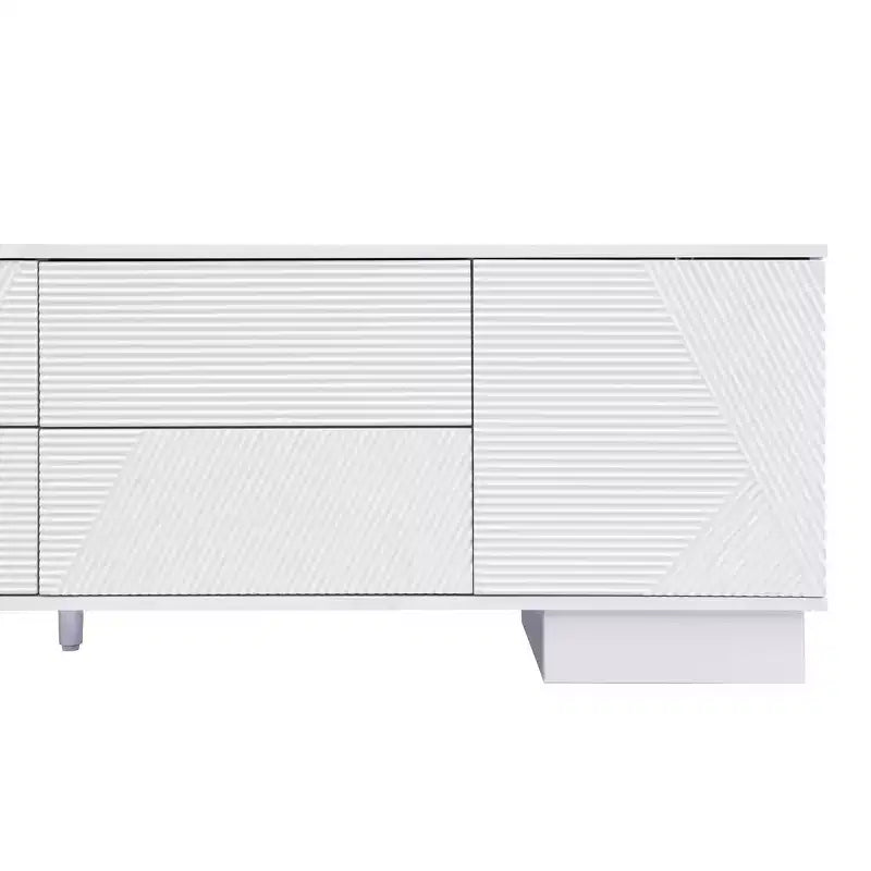JVNOXK 70.8-inch Modern TV Stand, Suitable for TVs 75 inches and under, Featuring Storage Cabinet with 4 Drawers and Metal Center Leg, White