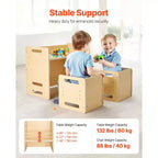 Etokfoks Montessori weaning table and chair set plywood construction adjustable height 26.2x14.2x20.5 in easy conversion natural