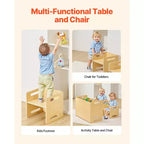 Etokfoks Montessori weaning table and chair set plywood construction adjustable height 26.2x14.2x20.5 in easy conversion natural