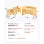 Etokfoks Montessori weaning table and chair set plywood construction adjustable height 26.2x14.2x20.5 in easy conversion natural