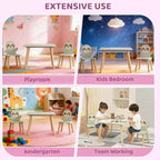 Etokfoks Sloth Kids Table and Chair Set Wooden Toddler Activity Table with 2 Animal Chairs Sage Green for Playroom Bedroom Classroom