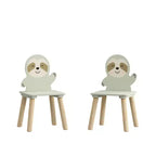 Etokfoks Sloth Kids Table and Chair Set Wooden Toddler Activity Table with 2 Animal Chairs Sage Green for Playroom Bedroom Classroom