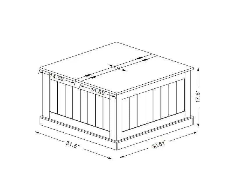JVNOXK 31.5-inch Farmhouse-Style Wood Coffee Table with Square Hinged Lift-Top and Storage Compartment, Suitable for Living Rooms, White