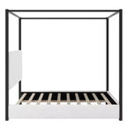 Luxystar Queen Size Modern Canopy Platform Bed with Upholstery Headboard, Black