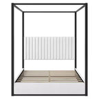Luxystar Queen Size Modern Canopy Platform Bed with Upholstery Headboard, Black