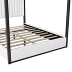Luxystar Queen Size Modern Canopy Platform Bed with Upholstery Headboard, Black