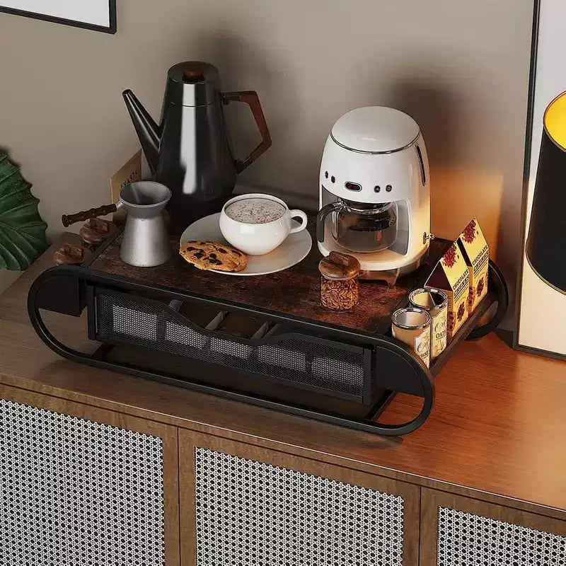 Coffee Pod Drawer Holder Iron Coffee Capsule Storage Rack Office Storage Rack Drawer Type Capsule Storage Box Metal Wooden Coffee Storage Rack