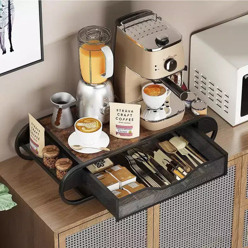 Coffee Pod Drawer Holder Iron Coffee Capsule Storage Rack Office Storage Rack Drawer Type Capsule Storage Box Metal Wooden Coffee Storage Rack