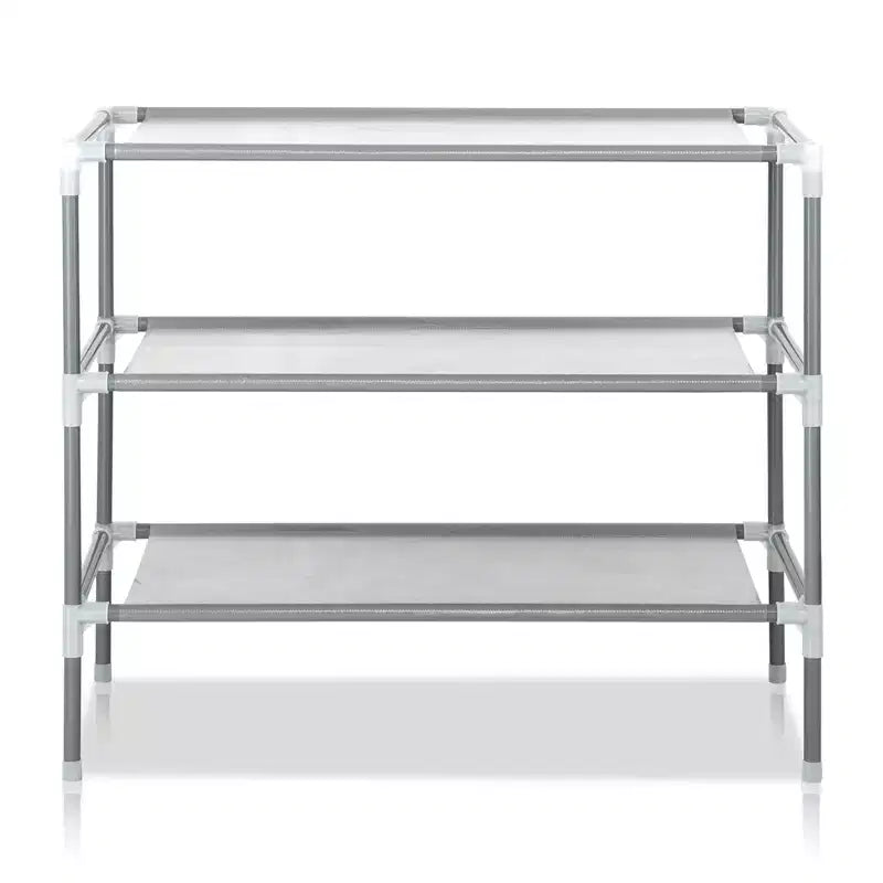Simple Assembly 3 Tiers Non-woven Fabric Shoe Rack Gray