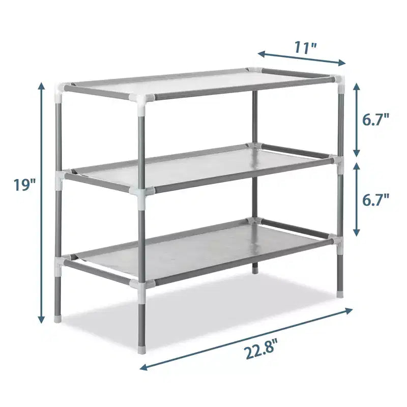 Simple Assembly 3 Tiers Non-woven Fabric Shoe Rack Gray