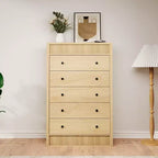 Coolmee 5 Drawer Tall Dresser for Bedroom, 31.5 Wide Fluted Chest of Drawers, Modern Wood Storage Cabinet for Kids Room, Hallway, Living Room