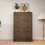 Coolmee 5 Drawer Tall Dresser for Bedroom, 31.5 Wide Fluted Chest of Drawers, Modern Wood Storage Cabinet for Kids Room, Hallway, Living Room
