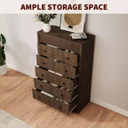 Coolmee 5 Drawer Tall Dresser for Bedroom, 31.5 Wide Fluted Chest of Drawers, Modern Wood Storage Cabinet for Kids Room, Hallway, Living Room