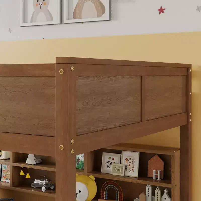 Bunk Bed Queen over Queen with Storage Cabinets, Queen Wood Bunk Bed Frame with Charging Station for Kids Teens