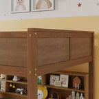 Bunk Bed Queen over Queen with Storage Cabinets, Queen Wood Bunk Bed Frame with Charging Station for Kids Teens