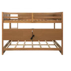 Bunk Bed Queen over Queen with Storage Cabinets, Queen Wood Bunk Bed Frame with Charging Station for Kids Teens