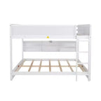 Bunk Bed Queen over Queen with Storage Cabinets, Queen Wood Bunk Bed Frame with Charging Station for Kids Teens
