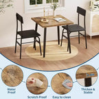 Small Dining Table Set for 2, 3 Piece Kitchen Table Set with 2 Upholstered Chairs, Breakfast Table for Samll Space, Dining Room, Apartment, Restaurant