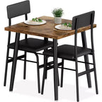 Small Dining Table Set for 2, 3 Piece Kitchen Table Set with 2 Upholstered Chairs, Breakfast Table for Samll Space, Dining Room, Apartment, Restaurant